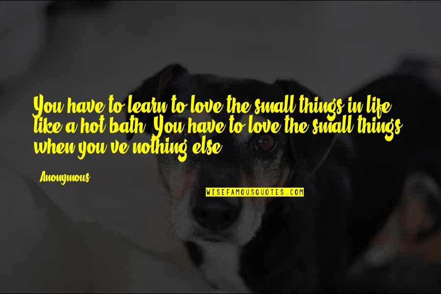 A Hot Bath Quotes By Anonymous: You have to learn to love the small
