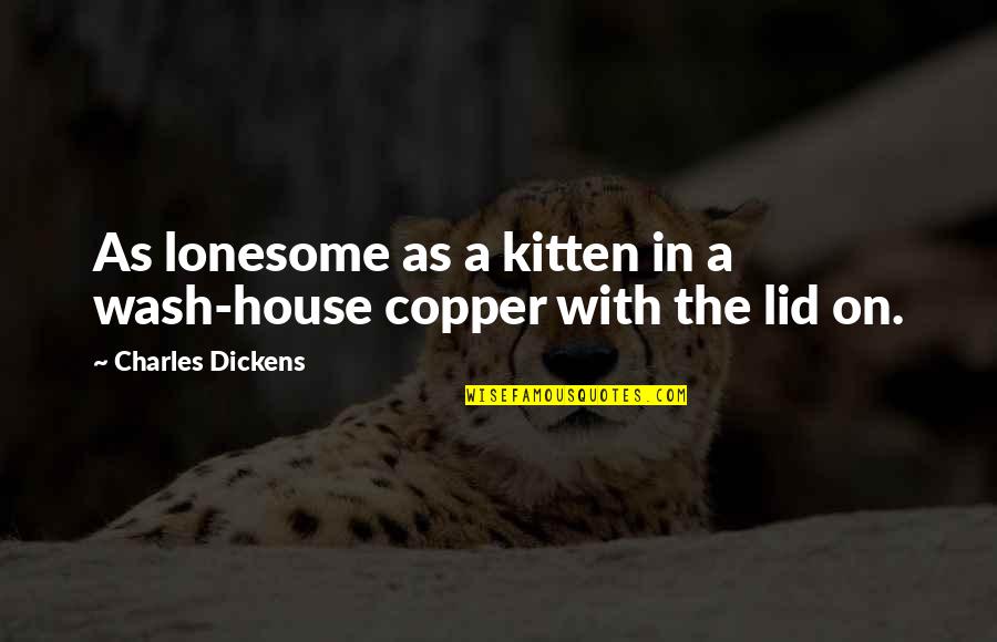 A House Quotes By Charles Dickens: As lonesome as a kitten in a wash-house