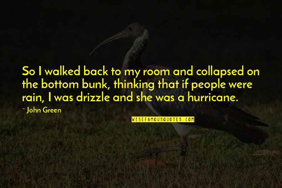 A Hurricane Quotes By John Green: So I walked back to my room and A Hurricane Quotes By John Green: So I walked back to my room and