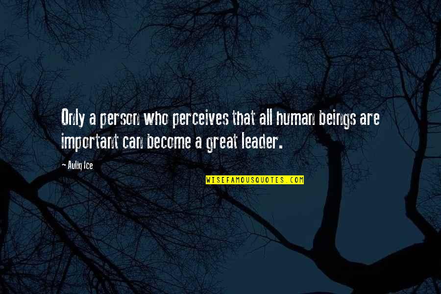 A Important Person Quotes By Auliq Ice: Only a person who perceives that all human