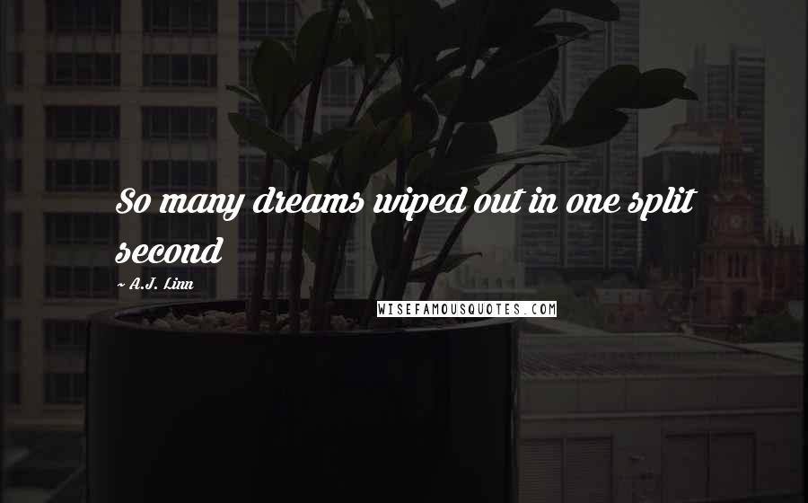 A.J. Linn quotes: So many dreams wiped out in one split second