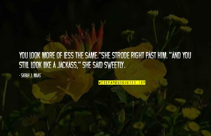 A Jackass Quotes By Sarah J. Maas: You look more of less the same."She strode A Jackass Quotes By Sarah J. Maas: You look more of less the same."She strode
