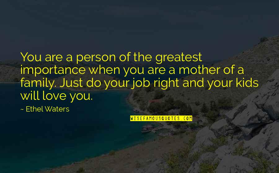 A Job You Love Quotes By Ethel Waters: You are a person of the greatest importance