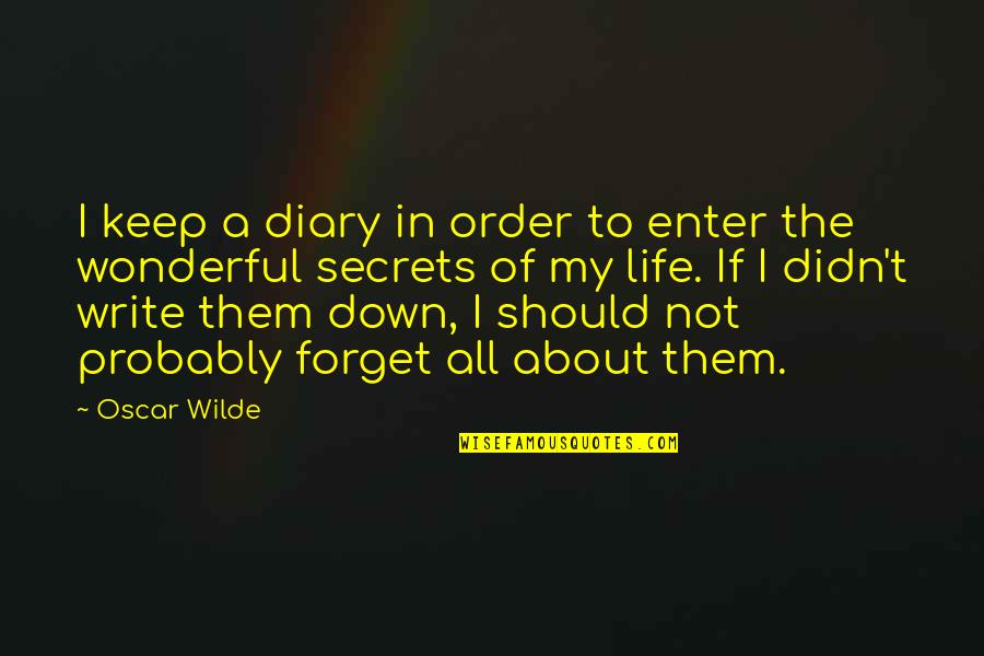 A Journal Quotes By Oscar Wilde: I keep a diary in order to enter