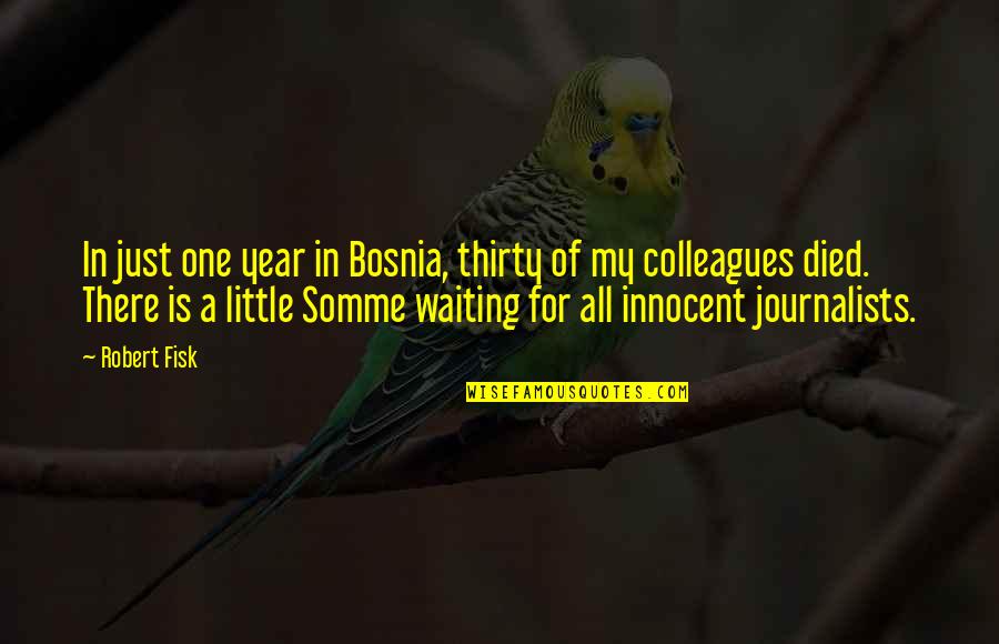 A Journalists Quotes By Robert Fisk: In just one year in Bosnia, thirty of A Journalists Quotes By Robert Fisk: In just one year in Bosnia, thirty of