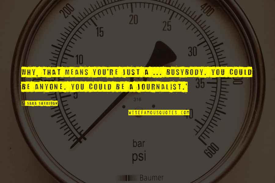 A Journalists Quotes By Sara Sheridan: Why, that means you're just a ... busybody. A Journalists Quotes By Sara Sheridan: Why, that means you're just a ... busybody.