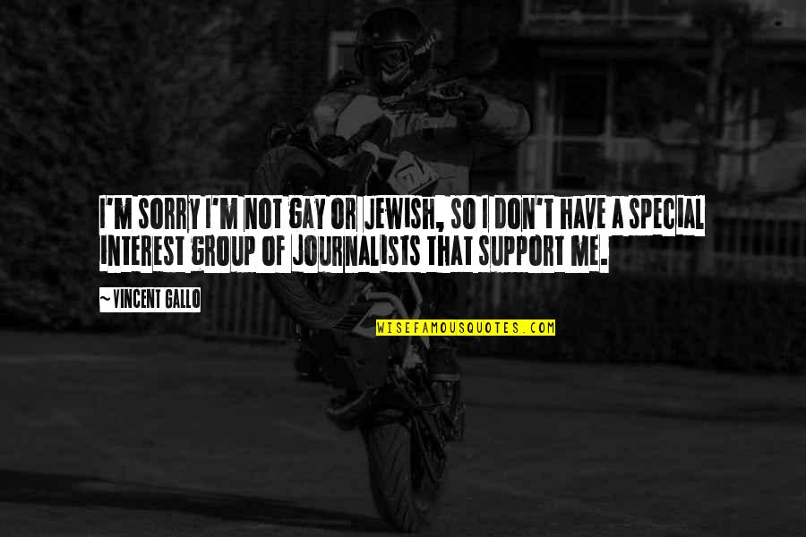 A Journalists Quotes By Vincent Gallo: I'm sorry I'm not gay or Jewish, so A Journalists Quotes By Vincent Gallo: I'm sorry I'm not gay or Jewish, so
