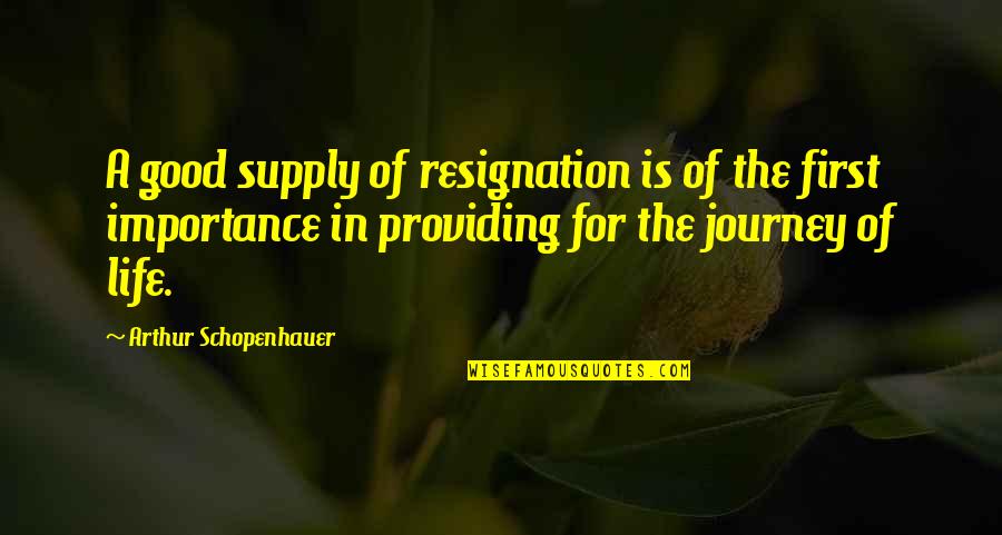 A Journey In Life Quotes By Arthur Schopenhauer: A good supply of resignation is of the