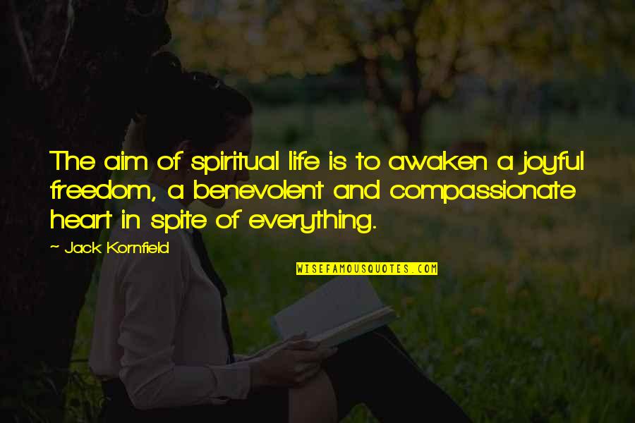 A Joyful Life Quotes By Jack Kornfield: The aim of spiritual life is to awaken
