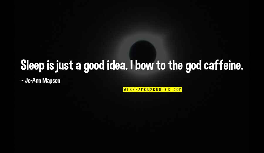 A Just God Quotes By Jo-Ann Mapson: Sleep is just a good idea. I bow A Just God Quotes By Jo-Ann Mapson: Sleep is just a good idea. I bow