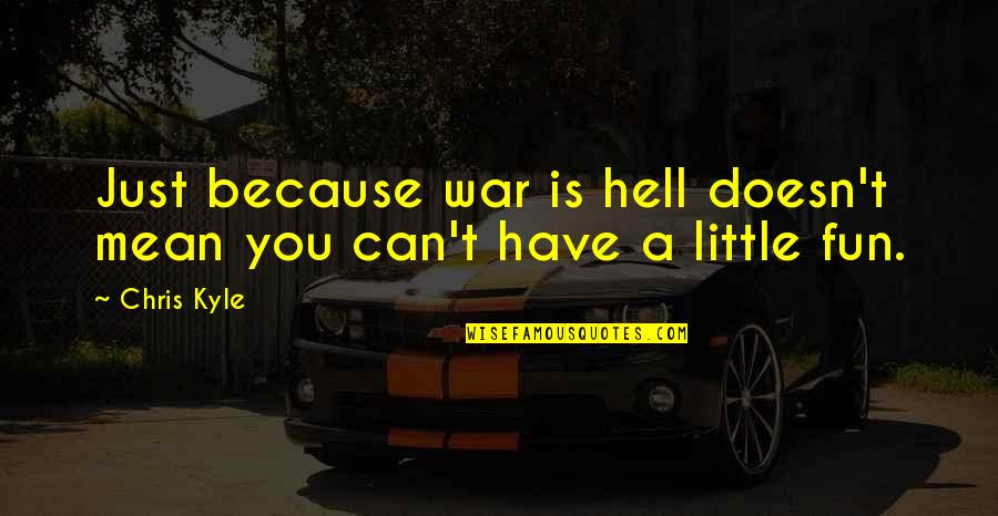 A Just War Quotes By Chris Kyle: Just because war is hell doesn't mean you