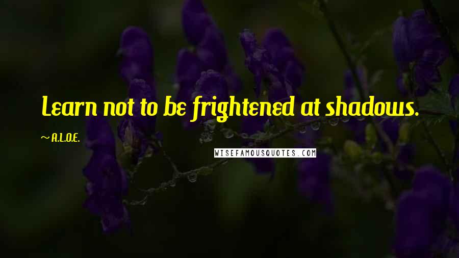 A.L.O.E. quotes: Learn not to be frightened at shadows.