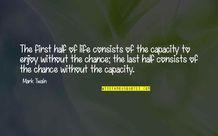 A Last Chance Quotes By Mark Twain: The first half of life consists of the A Last Chance Quotes By Mark Twain: The first half of life consists of the
