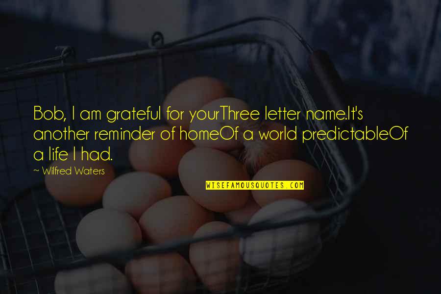 A Letter Name Quotes By Wilfred Waters: Bob, I am grateful for yourThree letter name.It's