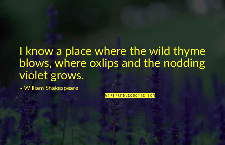 A Letter To Juliet Quotes By William Shakespeare: I know a place where the wild thyme