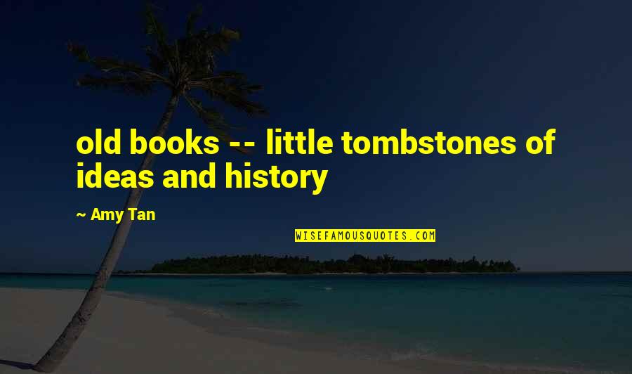 A Little Fish Quotes By Amy Tan: old books -- little tombstones of ideas and