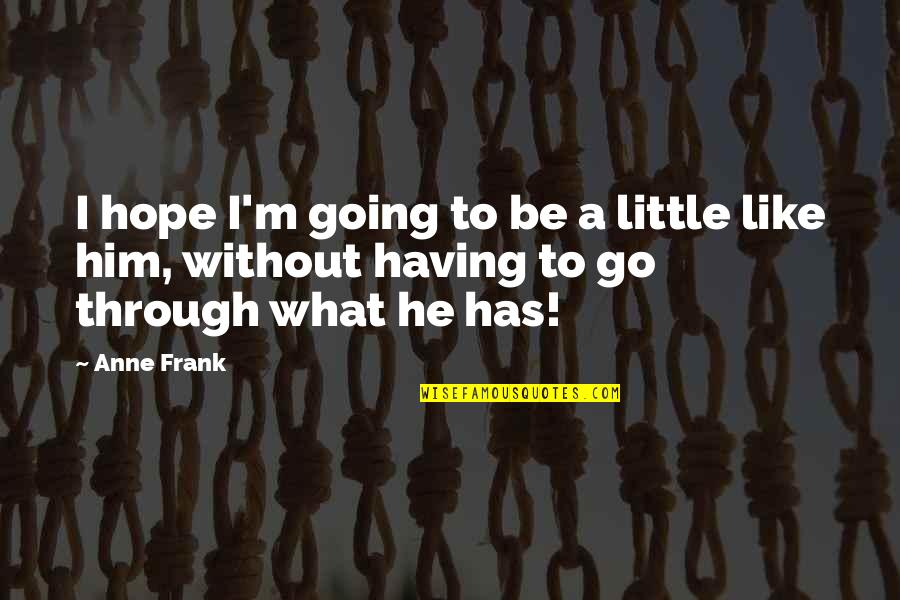 A Little Hope Quotes By Anne Frank: I hope I'm going to be a little
