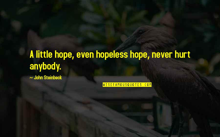 A Little Hope Quotes By John Steinbeck: A little hope, even hopeless hope, never hurt