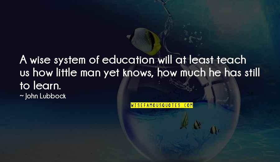 A Little Learning Quotes By John Lubbock: A wise system of education will at least