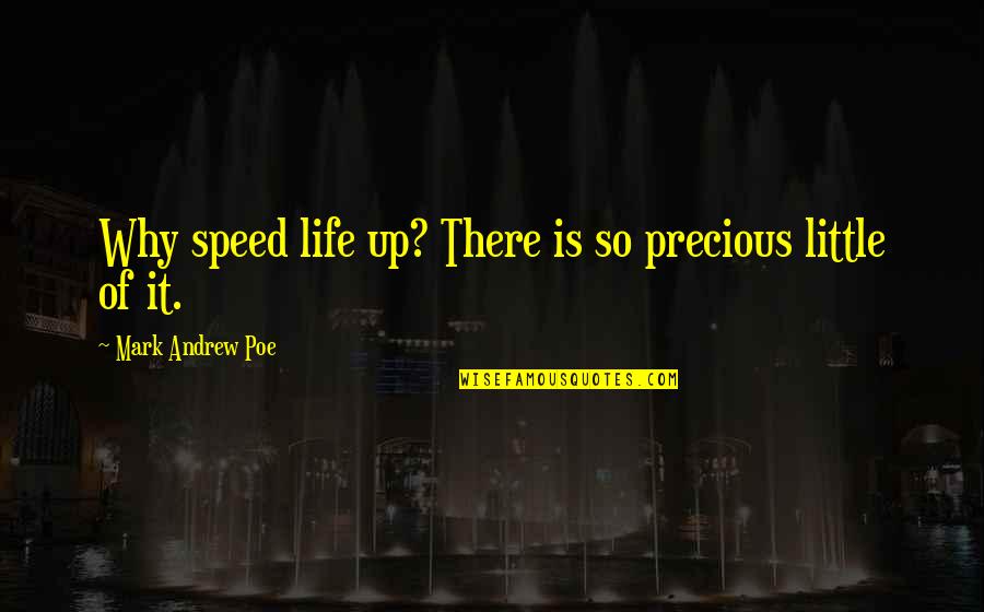 A Little Of Your Time Quotes By Mark Andrew Poe: Why speed life up? There is so precious