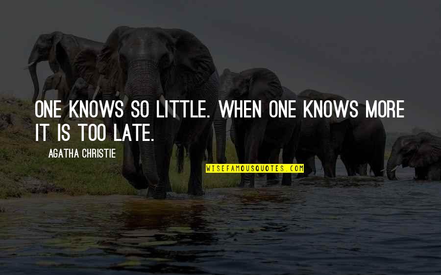 A Little Too Late Quotes By Agatha Christie: One knows so little. When one knows more