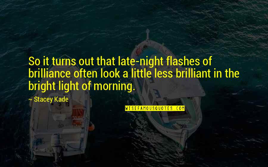 A Little Too Late Quotes By Stacey Kade: So it turns out that late-night flashes of