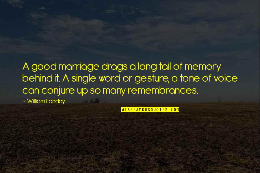 A Long Marriage Quotes By William Landay: A good marriage drags a long tail of