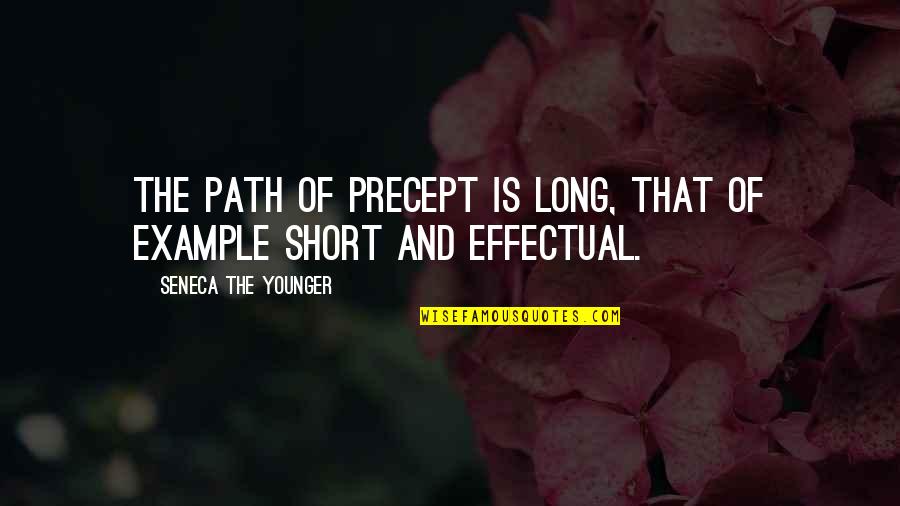A Long Path Quotes By Seneca The Younger: The path of precept is long, that of