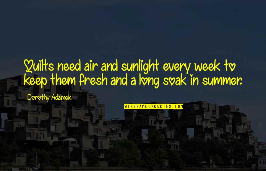A Long Week Quotes By Dorothy Adamek: Quilts need air and sunlight every week to