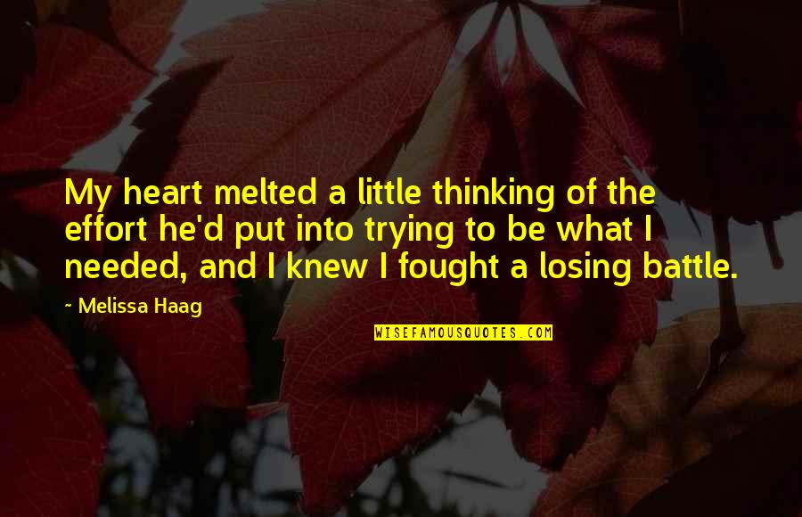 A Losing Battle Quotes By Melissa Haag: My heart melted a little thinking of the