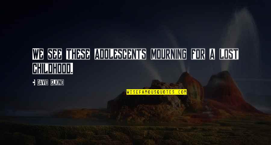 A Lost Childhood Quotes By David Elkind: We see these adolescents mourning for a lost