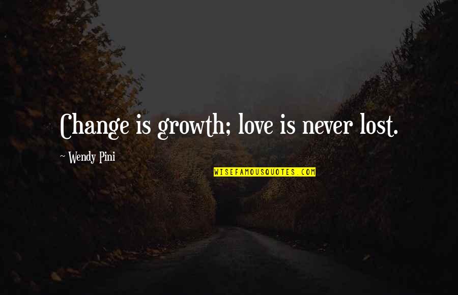 A Lost Love And Friendship Quotes By Wendy Pini: Change is growth; love is never lost.