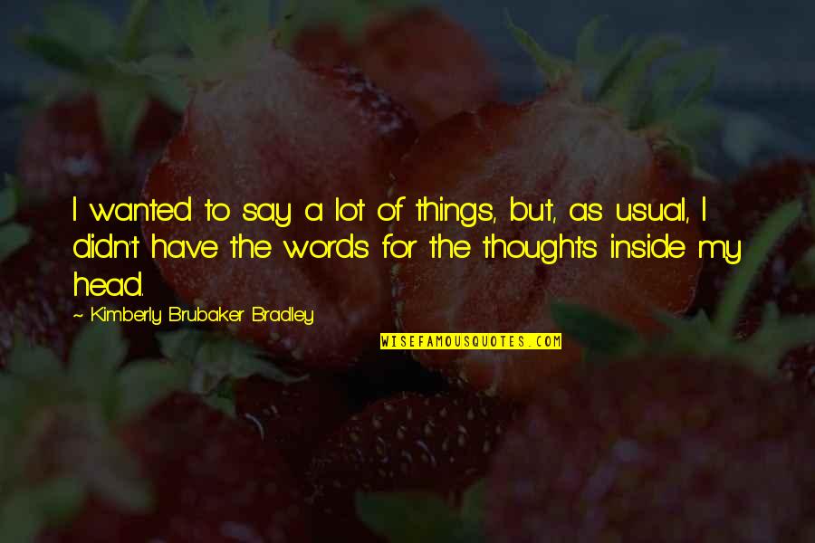 A Lot Of Thoughts Quotes By Kimberly Brubaker Bradley: I wanted to say a lot of things,