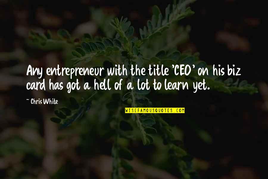 A Lot Quotes By Chris White: Any entrepreneur with the title 'CEO' on his