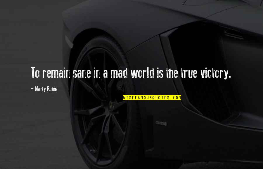 A Mad World Quotes By Marty Rubin: To remain sane in a mad world is