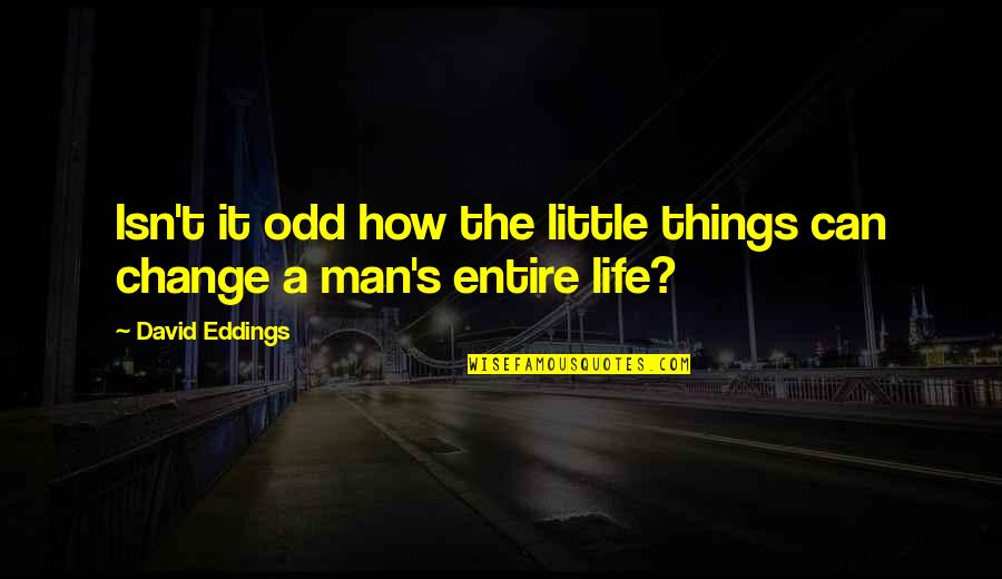 A Man Can Change Quotes By David Eddings: Isn't it odd how the little things can