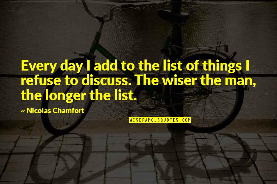A Man In Your Life Quotes By Nicolas Chamfort: Every day I add to the list of