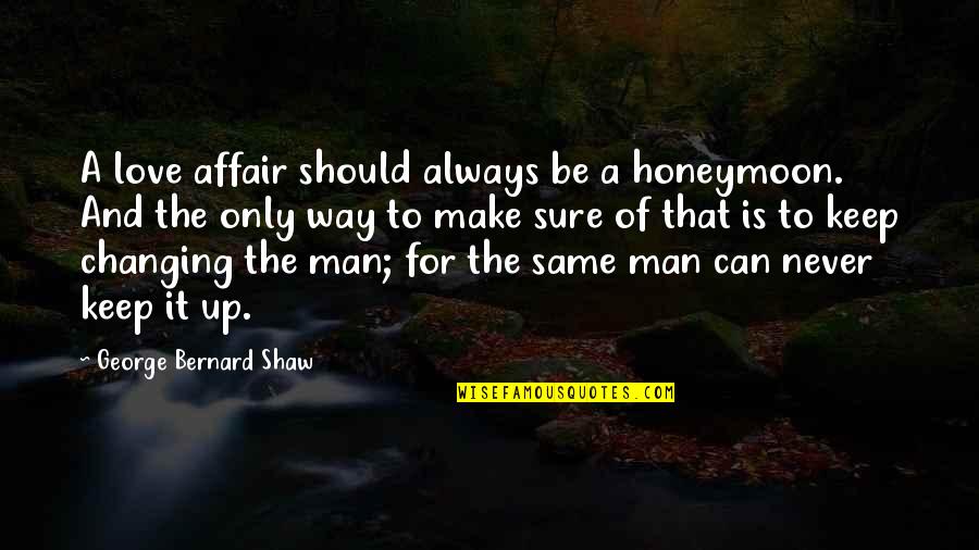 A Man Should Never Quotes By George Bernard Shaw: A love affair should always be a honeymoon.
