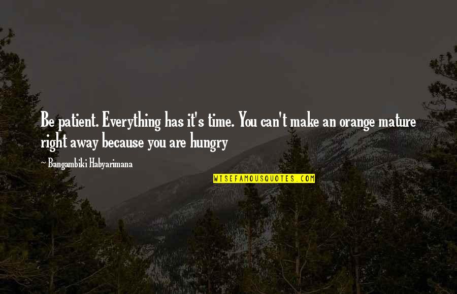 A Man With Patience Quotes By Bangambiki Habyarimana: Be patient. Everything has it's time. You can't
