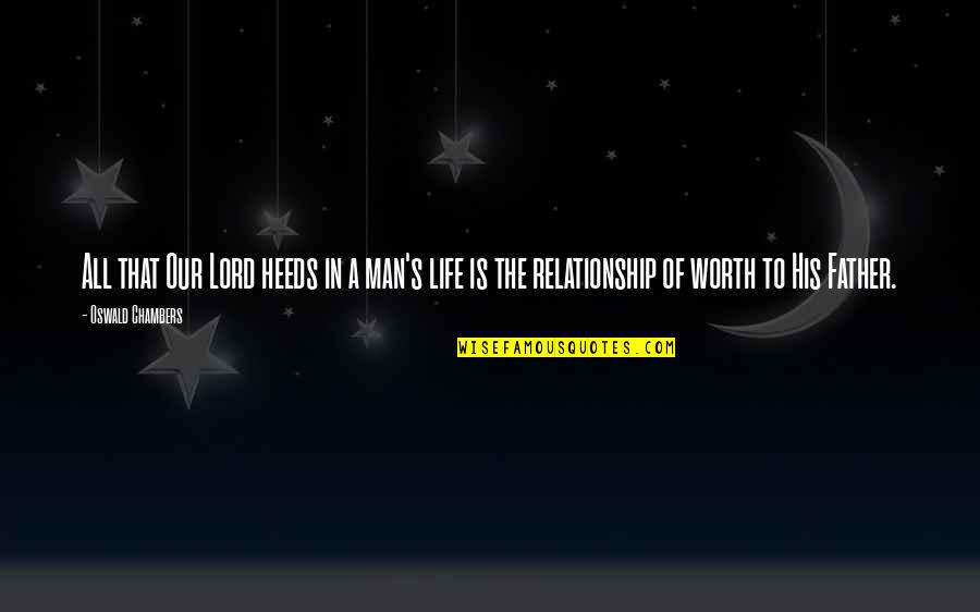 A Man's Worth Quotes By Oswald Chambers: All that Our Lord heeds in a man's