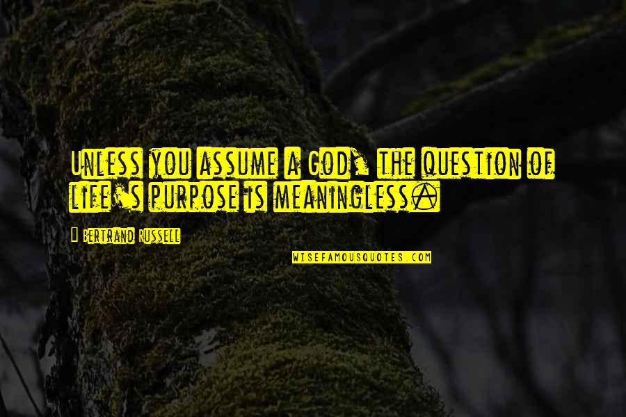 A Meaningless Life Quotes By Bertrand Russell: Unless you assume a God, the question of