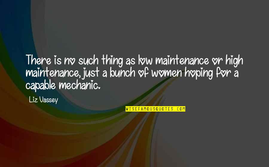 A Mechanic Quotes By Liz Vassey: There is no such thing as low maintenance