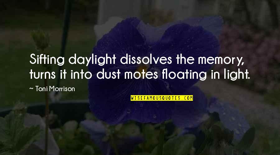 A Memory Of Light Quotes By Toni Morrison: Sifting daylight dissolves the memory, turns it into