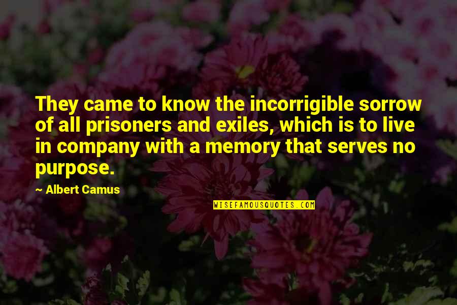 A Memory Quotes By Albert Camus: They came to know the incorrigible sorrow of