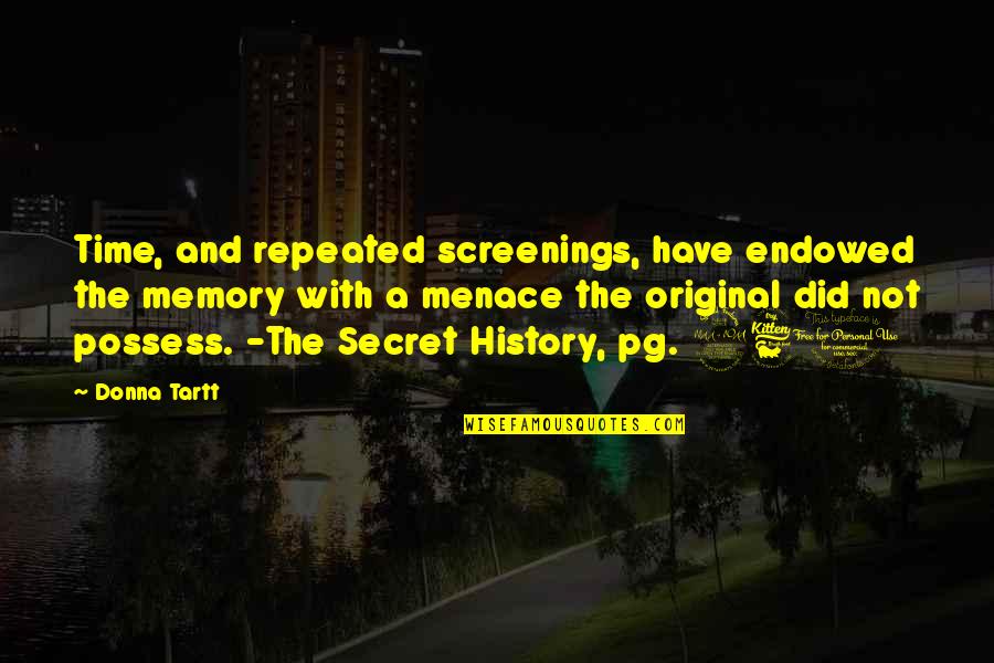 A Memory Quotes By Donna Tartt: Time, and repeated screenings, have endowed the memory