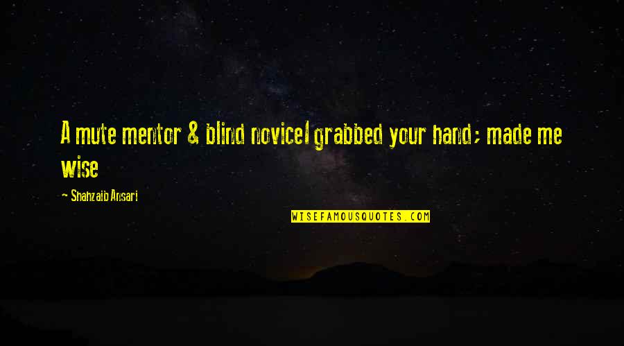 A Mentor Quotes By Shahzaib Ansari: A mute mentor & blind noviceI grabbed your