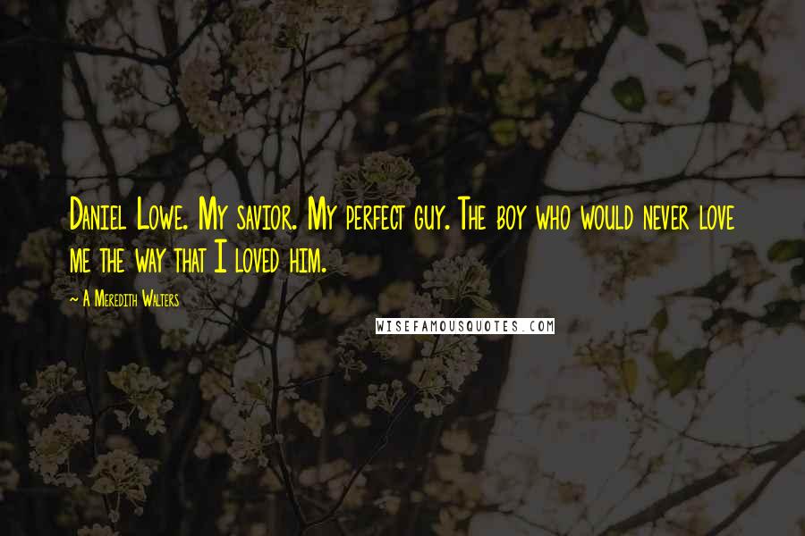 A Meredith Walters quotes: Daniel Lowe. My savior. My perfect guy. The boy who would never love me the way that I loved him.