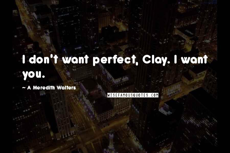 A Meredith Walters quotes: I don't want perfect, Clay. I want you.