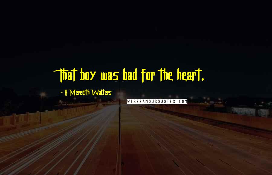 A Meredith Walters quotes: That boy was bad for the heart.