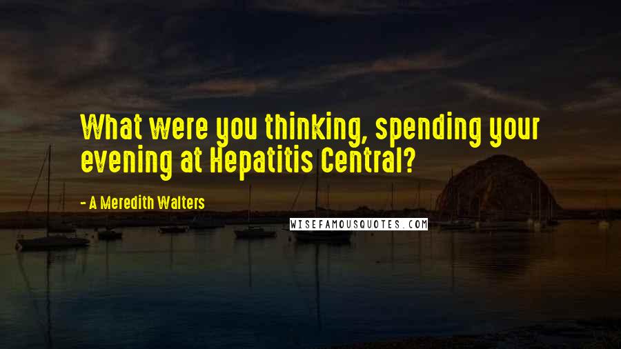 A Meredith Walters quotes: What were you thinking, spending your evening at Hepatitis Central?